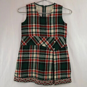 Vintage Girl's  Tartan Plaid Dress